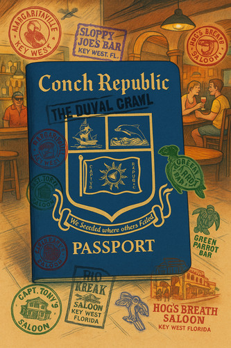 Key West Passport Conch Republic Stains rough Signature Photo History
