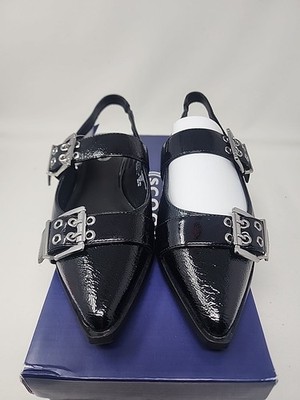 Scoop Slingback Flats Women's Buckle Sling Back Flats Pointed Toe Black Sz 8 New