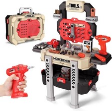 Kids Tool Bench, Toddler Workbench with Electric Drill and 78 Realistic Toy Tool
