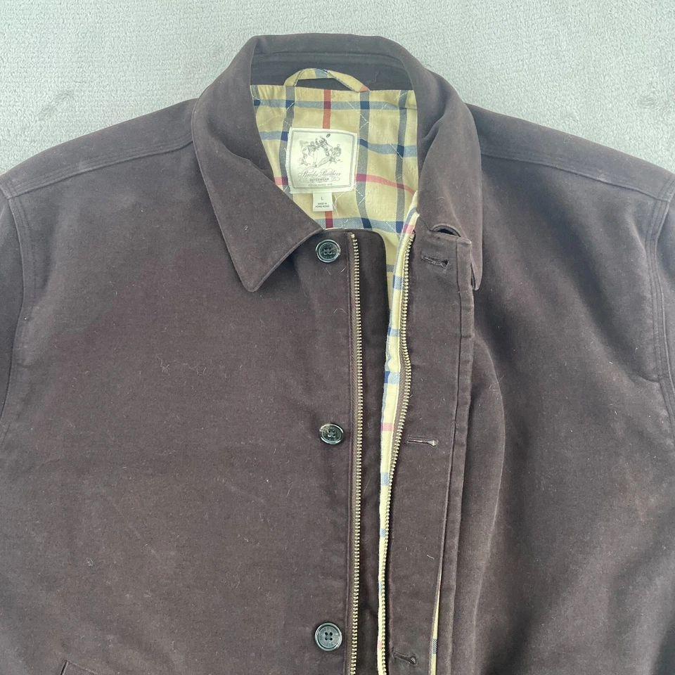Jaqueta Bomber Masculina Vintage Brooks Brothers Grande Lã Marrom Forrada Zíper Completo Preppy - Imagem 3 de 4