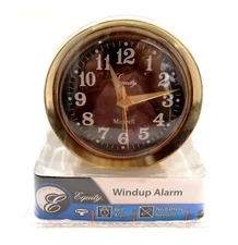 New EQUITY Minibell Windup Alarm Clock with Black Dial Model 12020 NOS NIB