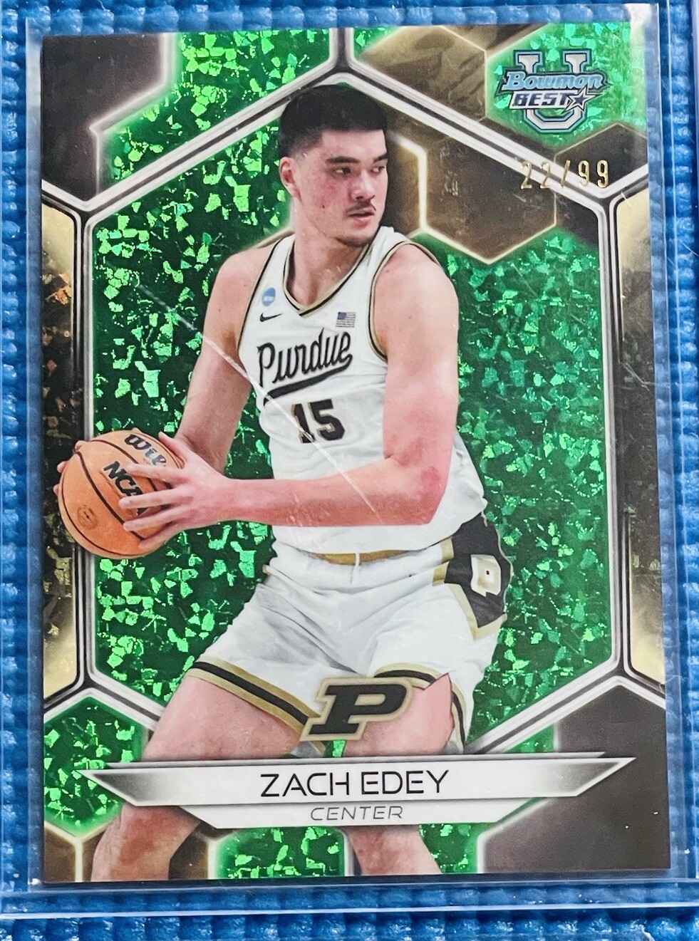 Zach Edey 2023-24 Bowman U Best Green Mini Diamond Refractor 22/99 Purdue #74