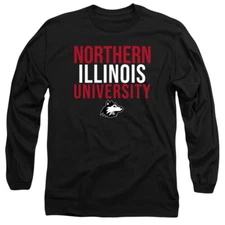Northern Illinois University Adult Long Sleeve T-Shirt Stacked, Black, S-3XL