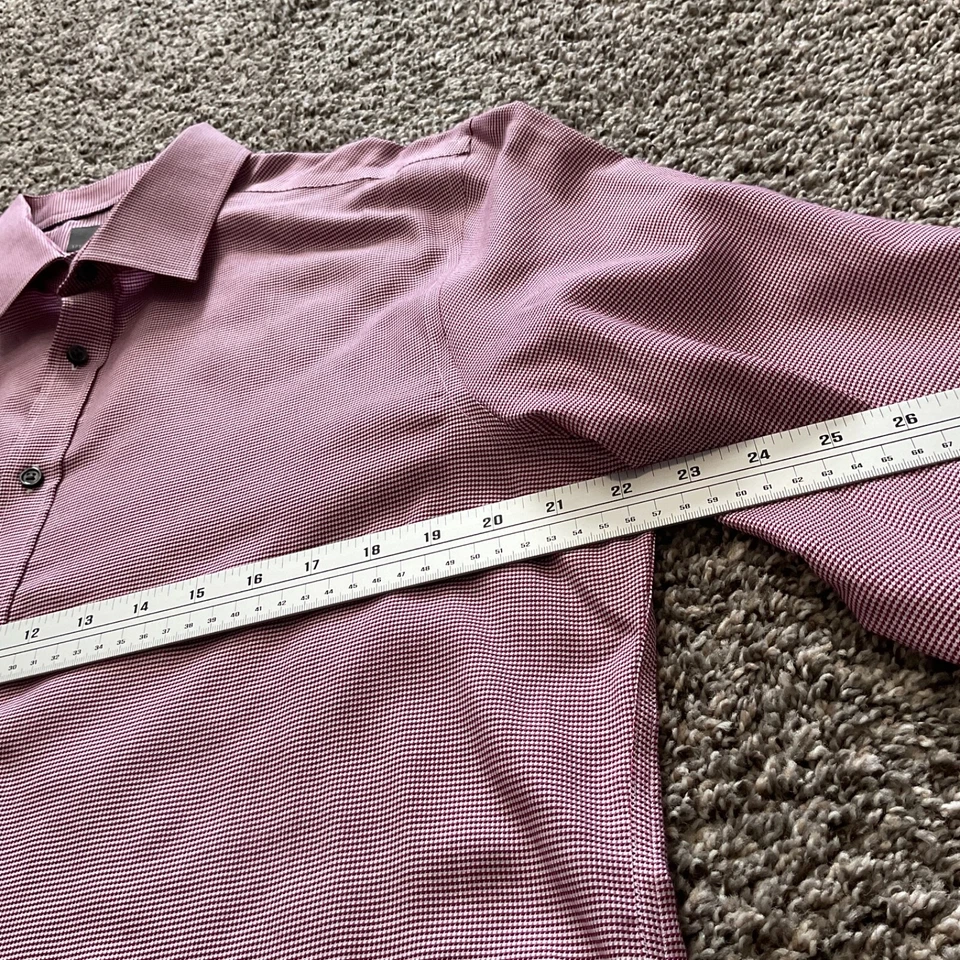 Camisa Marks & Spencer Para Hombre Grande 16.5 Granate y Blanco Algodón Abotonada Sin Planchar Foto 4 de 4