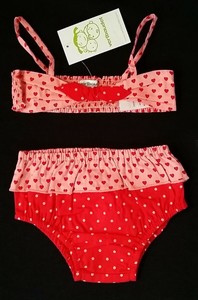 Neuf Maillot De Bain 2 Pieces Rouge Rose Coeurs Bebe Fille 24 Mois Vertbaudet Ebay