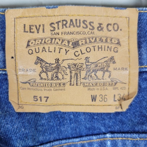 Vintage Levi's 517 Orange Tab Bootcut lavaggio medio made in USA uomo 36x34 - Foto 6 di 11