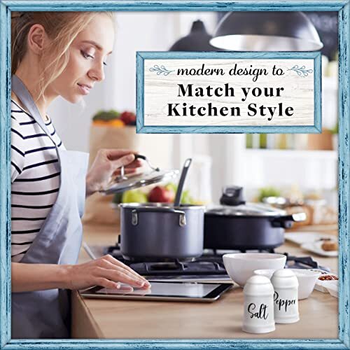 Salt and Pepper Shakers set Farmhouse Kitchen Decor Ceramic Salt Shaker -Whit... - Bild 8 von 9