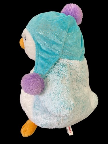 Aurora World Plush Blue Penguin Sparkly Hat w Purple Pom Pom 16” Toy 2015 - Picture 7 of 9