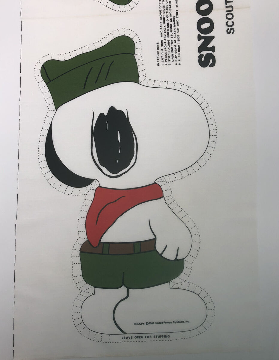 Vintage Peanuts Snoopy Scout Craft Fabric Panel Cut n Sew Vintage Peanuts Snoopy Scout Craft Fabric Panel Cut n Sew