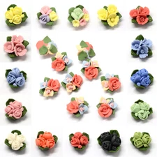 50x Handmade Porcelain Flower Cabochons China Clay Beads For DIY Jewelry Making