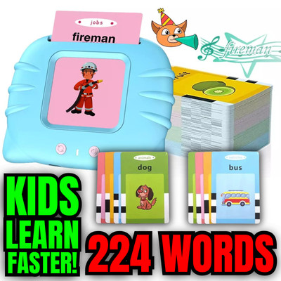 Talking Flash Cards Pocket Speech Therapy Toy for Kids Toddler Learning Words
