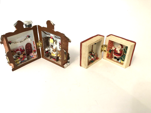 Mini Cerniera Dolce Shoppe Orso Casa 3D Notte Prima di Natale Libro Ceramica Vintage - Foto 2 di 8