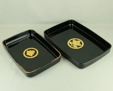 Echizen Lacquerware Square Tray (Obon) Large Small 2pcs VA387