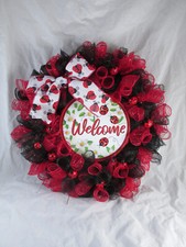 Pretty Lady Bug Deco Mesh Wreath