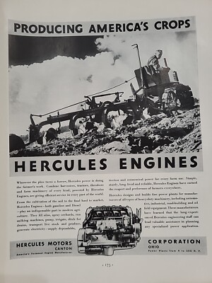 1935 Hercules Engines Motors Fortune Magazine Print Advertising Canton Tractor
