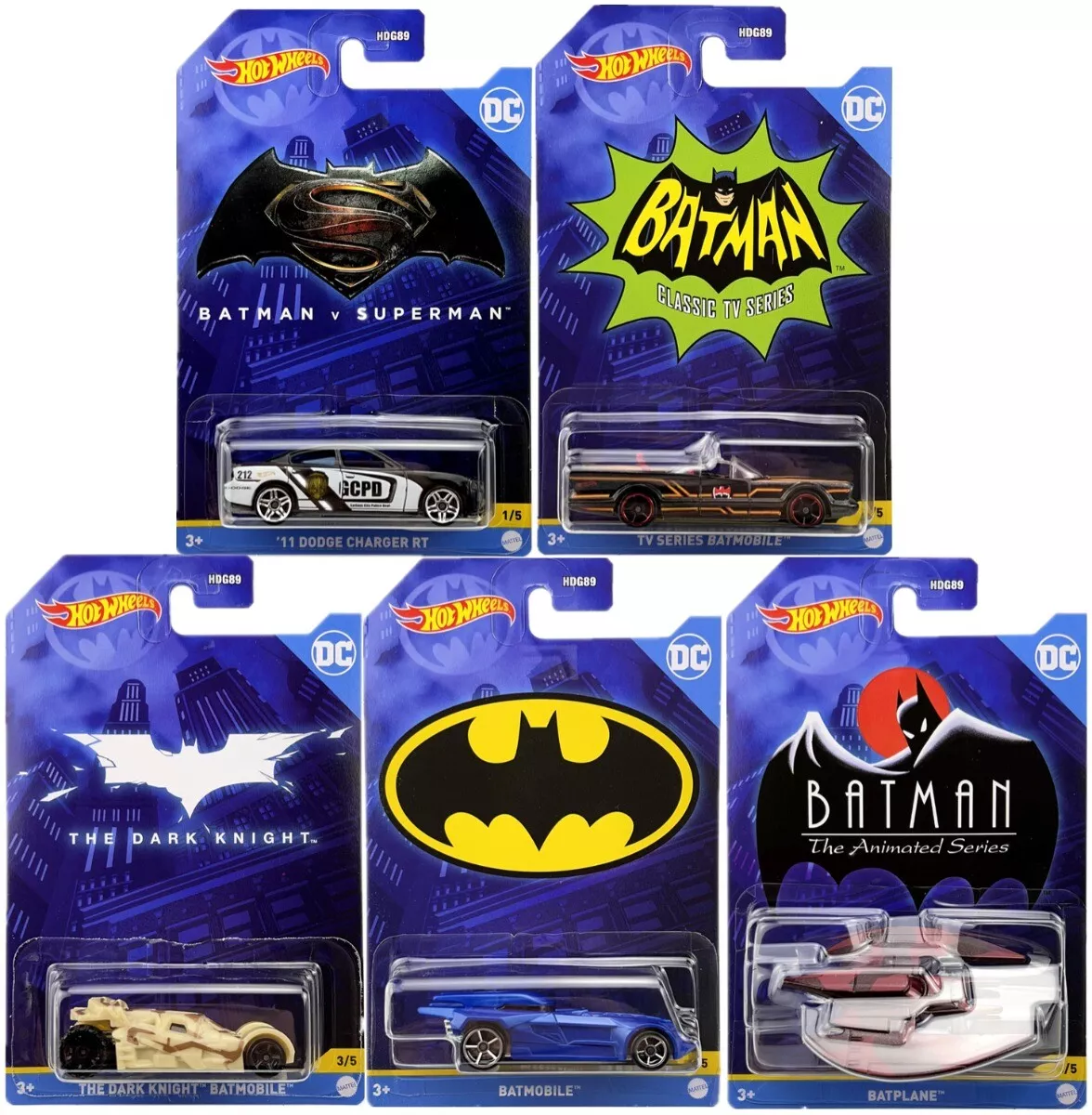 2022 Hot Wheels 1/64 Batman Theme Batmobiles A Case (5 Cars Set) HDG89-956A