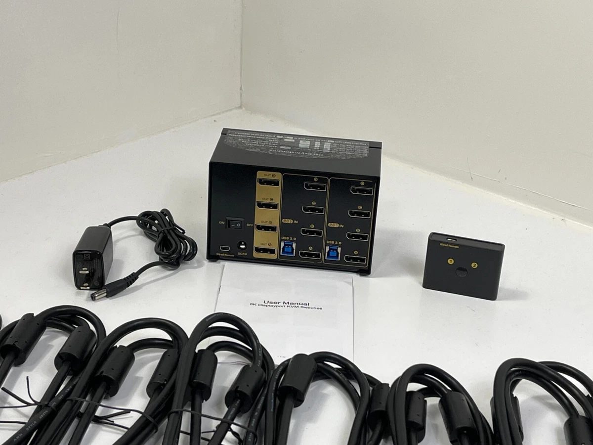 MT-VIKI 8K60Hz HDMI KVM Switch 4 Port 4 PC 1 Monitor Ondersteunt een toetsenbord muis met 4* USB 3.0 4K @120/144Hz 2K @165Hz 1080P @240Hz HDMI 2.1& HDCP 2.3