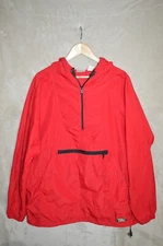 Vintage LL BEAN Jacket Men's Large Red Windbreaker Anorak Raincoat Hooded USA