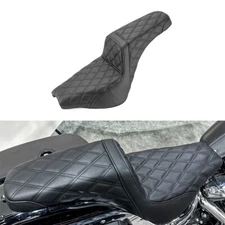 One Piece Black Stitching Two-up Driver & Passenger Seat For Harley Softail Slim
