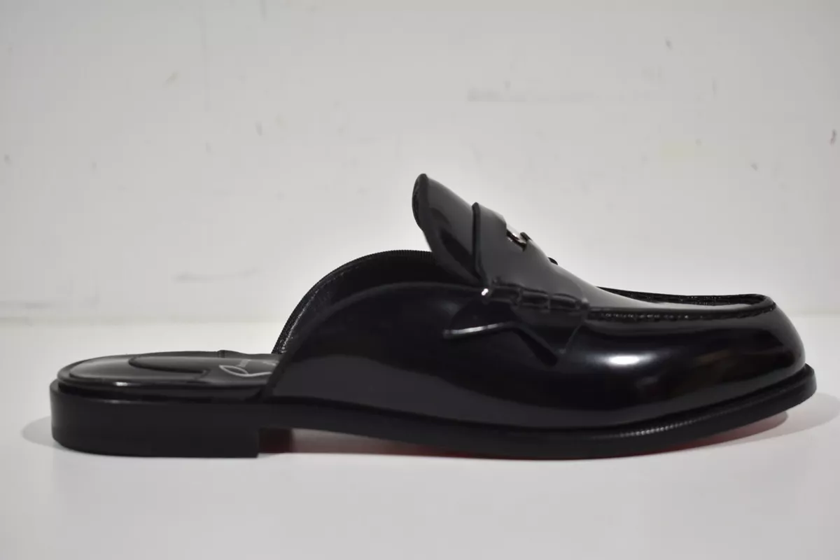 Christian Louboutin- Black patent leather slip on / loafer with