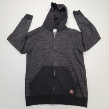 Billabong Sweater Mens Large Black Gray Hooded Full Zip Outdoors Comfort