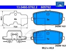 Brake pad set, disc brake ATE 13.0460-5762.2 for Mazda