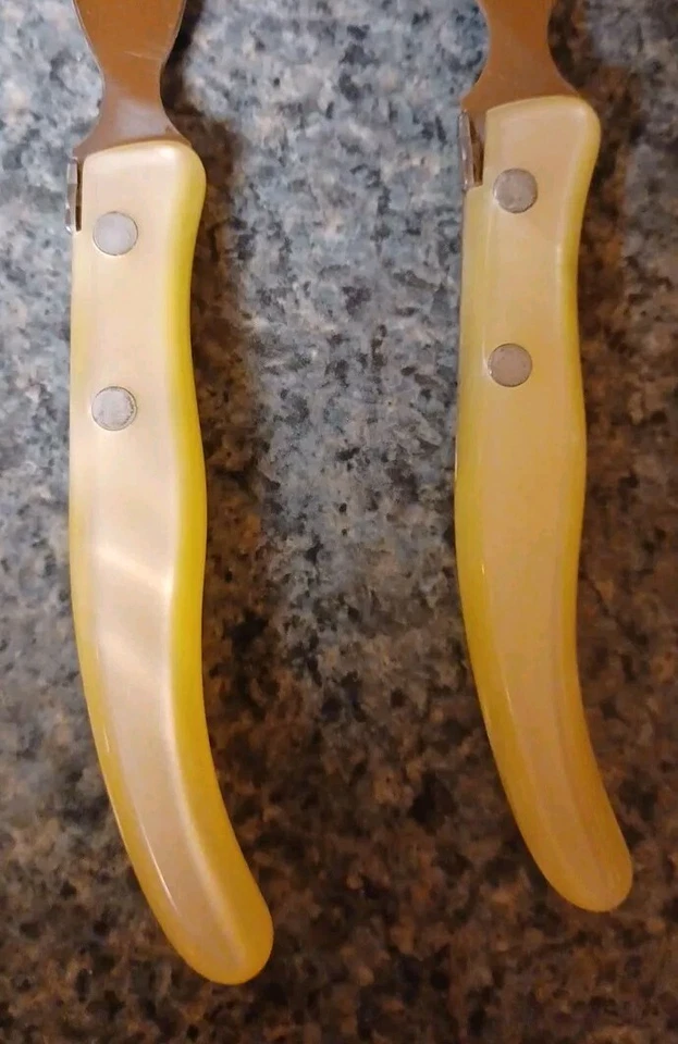 Vintage Claude Dozorme Laguiole Salad Fork & Spoon Server Set France  - Image 4 of 4