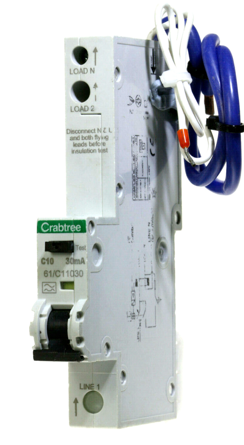 Crabtree Starbreaker - 61/C11030 - 10a 30mA Type C Single Pole Class A RCBO Used