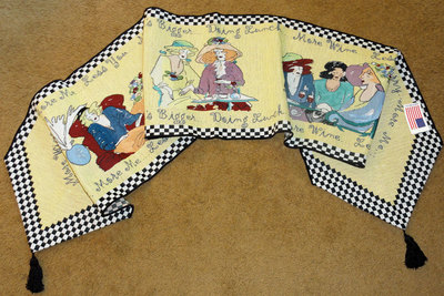 Cafe Ladies Doing Lunch More Wine Tapestry Table Runner ~ Artist, Anne Ormsby