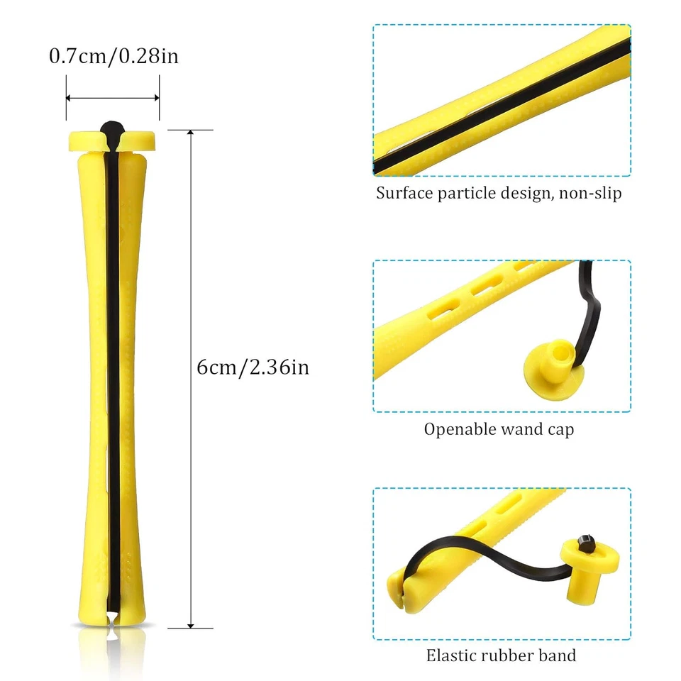 60 Pcs Perm Rods Natural Long Short Hair Perm Rods with Elastic Rubber Band Non  - Image 2 of 4