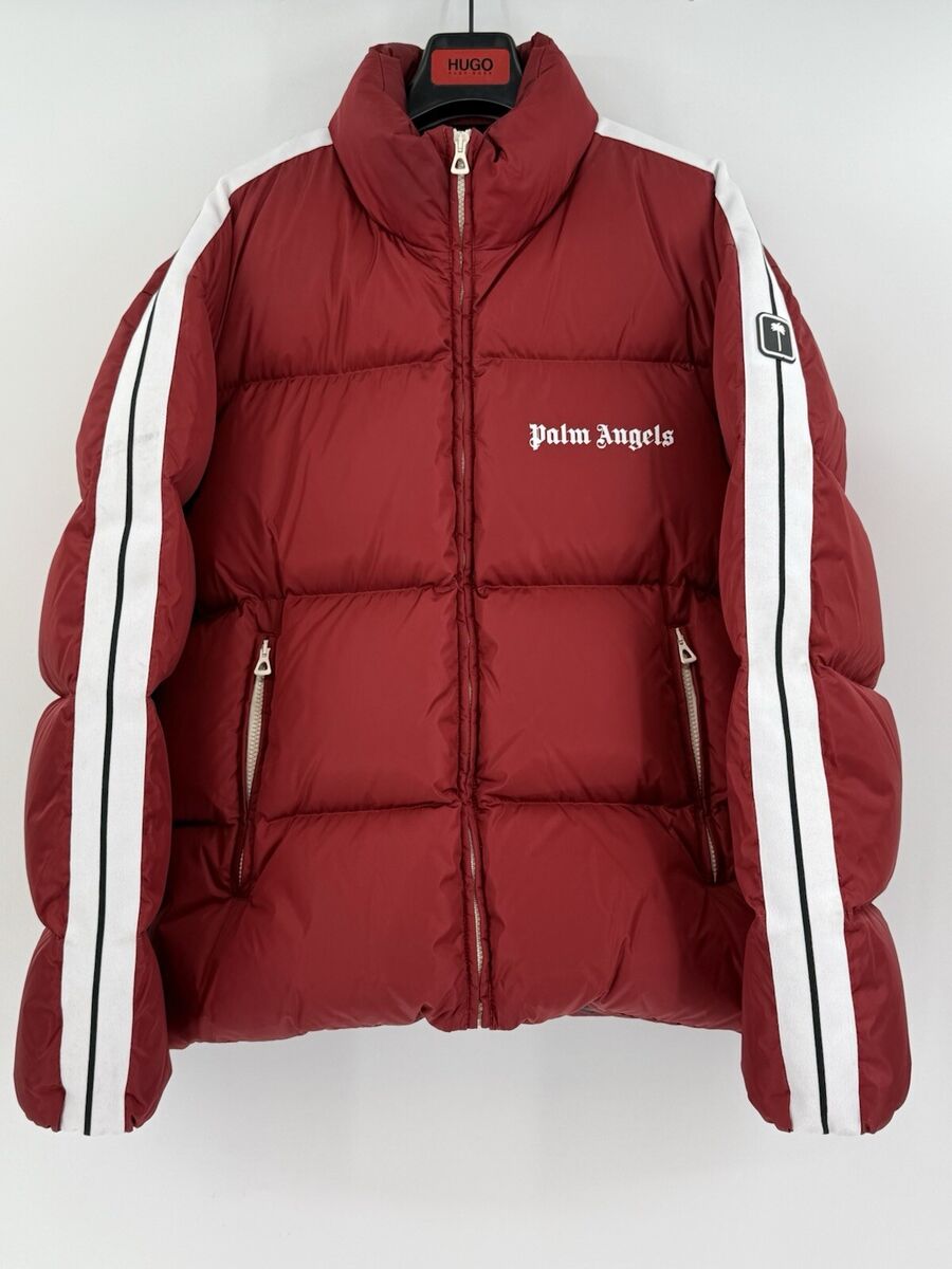 PALM ANGELS Men's Red Classic Track Down Jacket Large Puffer PALM ANGELS Men's Red Classic Track Down Jacket Large Puffer