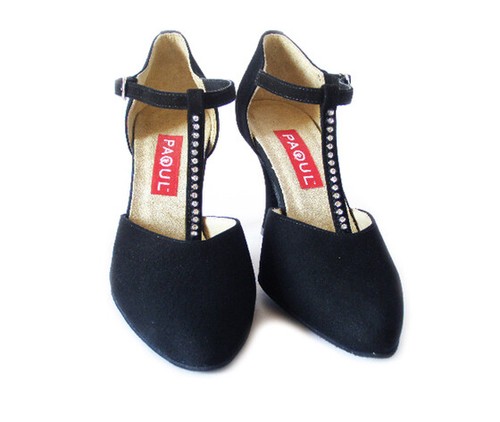 PAOUL Scarpe Donna da Ballo in Camoscio Nero e Strass Tacco Alto 8 cm N. 36 - Picture 3 of 6