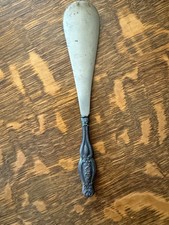 Antique Sterling Silver Handle Shoehorn   Art Nouveau Floral Marked Sterling