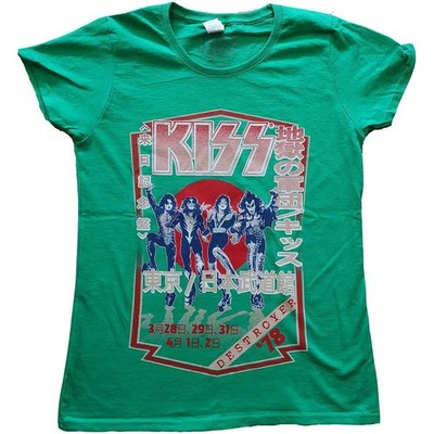 Kiss Damen T-Shirt Destroyer Tour '78 grün (M)