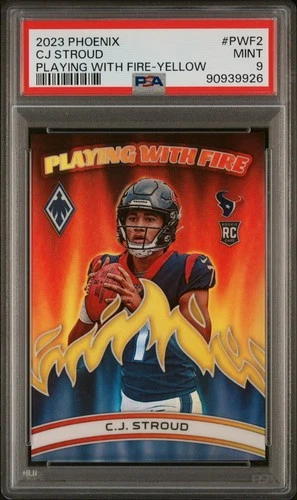 2023 Panini Phoenix - CJ Stroud Playing with Fire Yellow #PWF2 /50 (RC) PSA 9