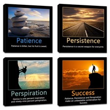 Artsbay 4 Piece Motivational Canvas Wall Art Inspirational Success Quotes