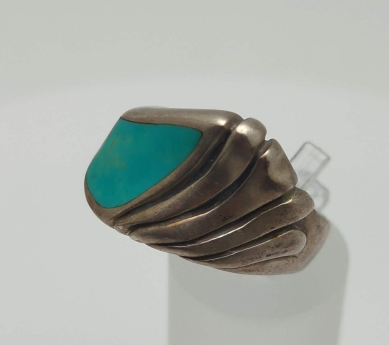 Solid Sterling Silver Turquoise (Cracked) Inlay N… - image 2