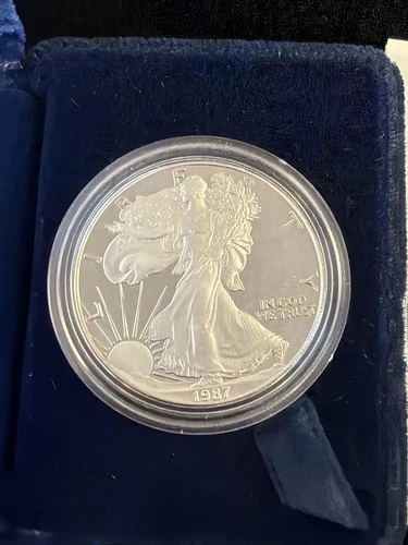 1987-S American Silver Eagle 1oz. - Proof / w/Box & COA / Beautiful -No Reserve!