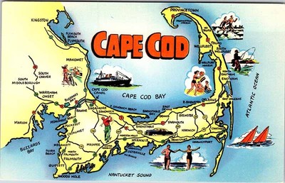 Postcard MAP SCENE State of Massachusetts MA AK3208