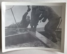 WWII Original Photograph Two Soldiers Assisting Pulling Another Soldier