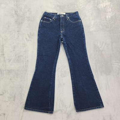 Vintage Express Bleus Jeans Womens 9/10S Blue Dark Wash Extreme Flare Leg Casual