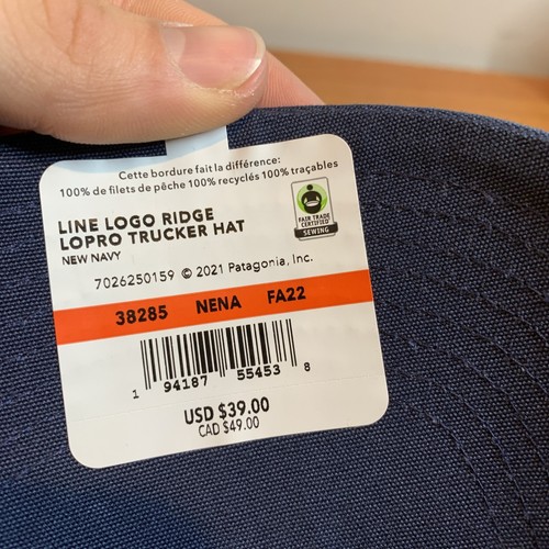 Patagonia Line Logo Ridge LoPro Trucker Hat Navy Blue Mesh Snapback NEW - Picture 3 of 3