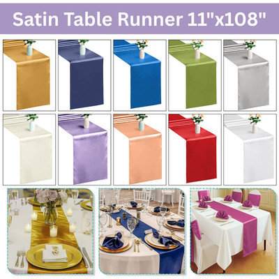 11''x108'' Satin Tischläufer Hochzeit Empfang Bankett Party Dekoration 1-100x