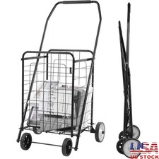 Foldable Utility Cart Lightweight Rolling Trolley Grocery Laundry Easy Storage