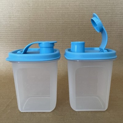 Tupperware Mini Slim Line Pitcher 10 oz. (Set of 2) Blue Flip Top Seal #7232