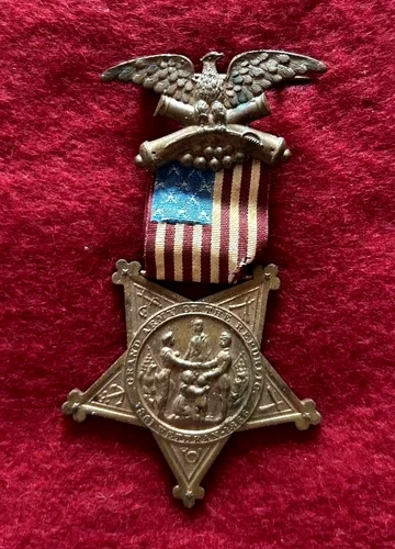 ORIGINAL GAR CIVIL WAR UNION VETERAN MEMBERSHIP BADGE RIBBON MEDAL NUMBERED