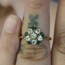 14k gf blue saphire and cz ring