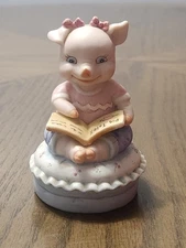 Vintage Bronson Collection Ceramic Pig Reading Figurine Srilanka 