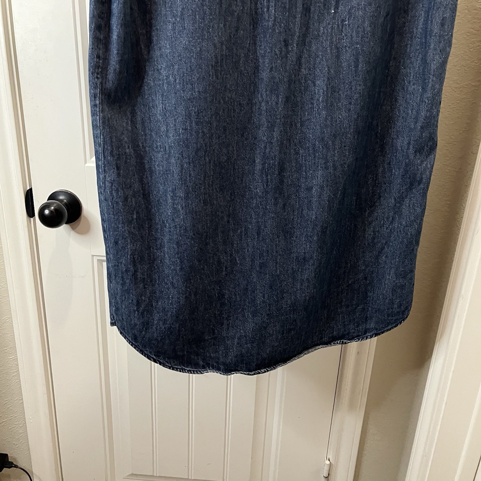 Universal Thread Chambray Collared Half Button Sh… - image 8