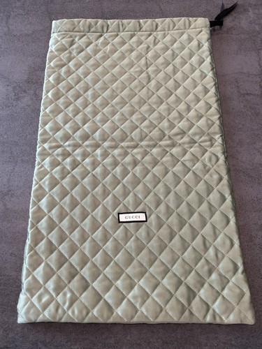 Large Authentic GUCCI Padded Quilted Satin Green Dust Bag 14 X 23 Inch